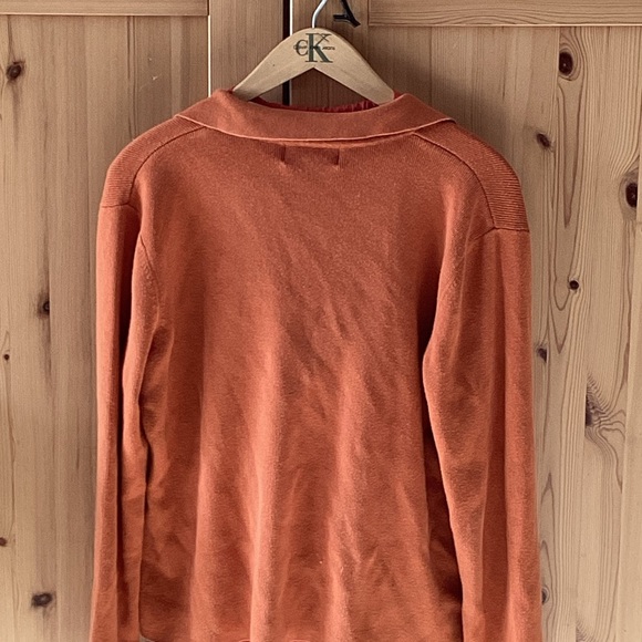 βοΈ Casual Corner Annex Plum Collared Button Up Long Sleeve Cardigan Sweater L - Picture 8 of 16